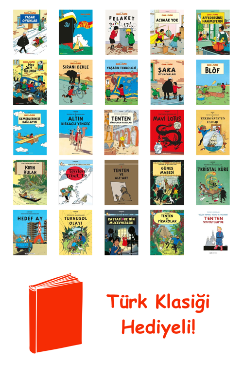 Herge 25 Kitap Seti + Türk Klasiği Hediye