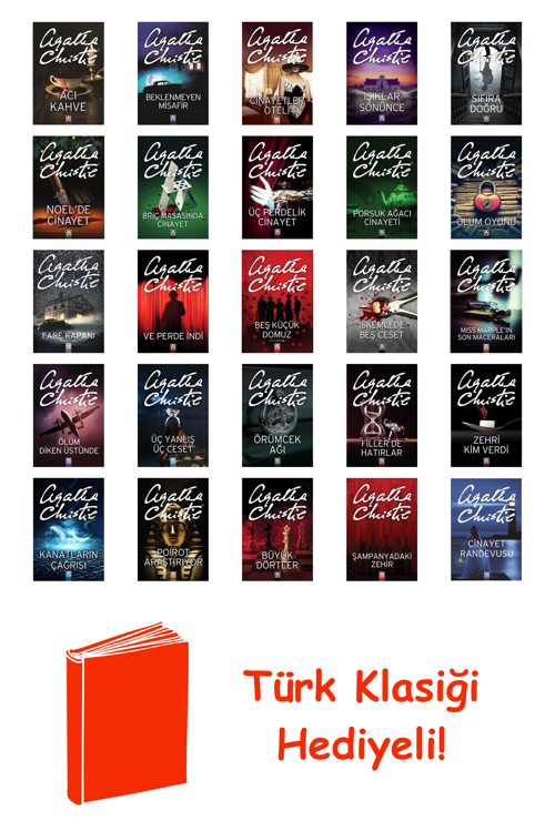 Agatha Christie 25 Kitap Seti + Türk Klasiği Hediye