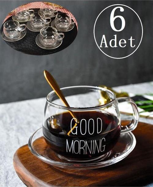 Good Morning Borosilikat Cam Çay Seti 200 ml 2956