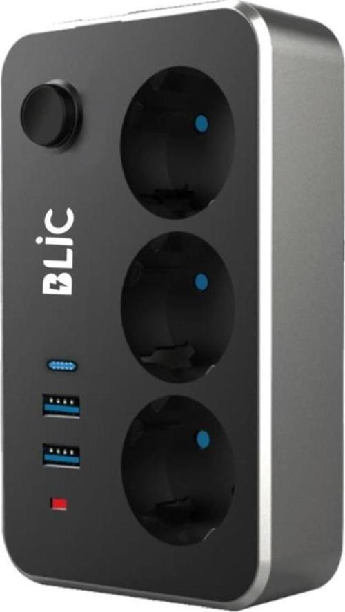 Termal Akım Korumalı Isıya Dayanıklı 3'lü Priz 2 Mt 2xUSB 1xType C FTR-02