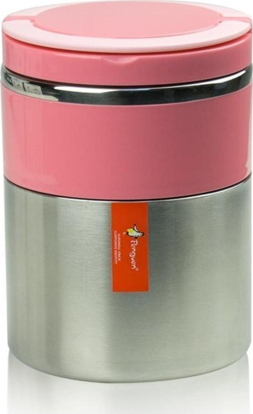 2 Katlı Renkli Çelik Yemek Termosu Sefer Tası Pembe 1302