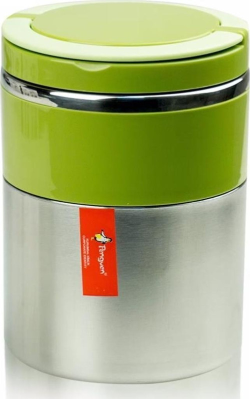 2 Katlı Renkli Çelik Yemek Termosu Sefer Tası Yeşil 1302