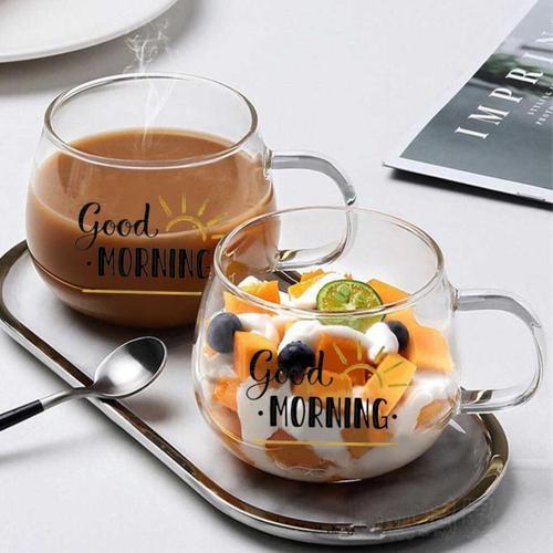14310 Good Morning 400 ml 2'li Cam Kupa Magnolya Bardağı