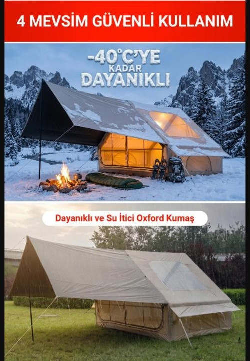 KuzeyLife 6 Kişilik Lüks Şişme Kamp Çadırı (Tenteli & Gölgelikli)