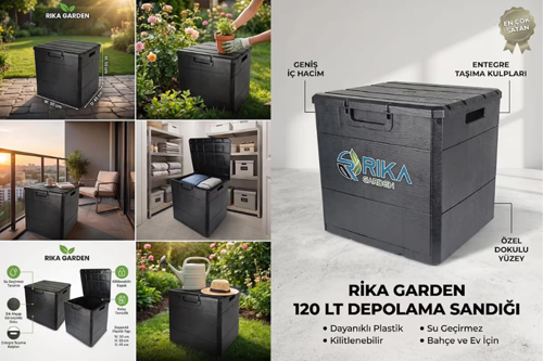 Rika Garden Sağlam Plastik Siyah Depolama Sandığı