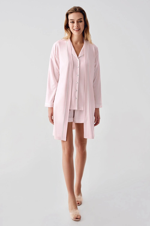 USLUCAN ALIŞVERİŞ Freshness 324 Kadın 4'Lü Sabahlıklı Şorlu Pijama Takımı