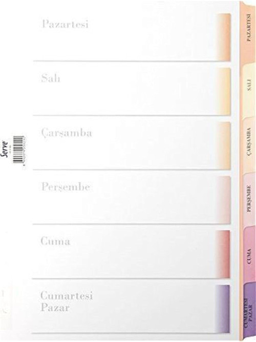 Seperatör Sv-5106 A4 Günler Pastel Seri Karton