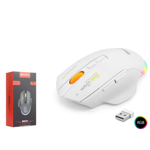 W601W Tri Mode Rgb Gaming Kablosuz Mouse 12800 Dpı 7 Tuş Makro 1000Hz Beyaz