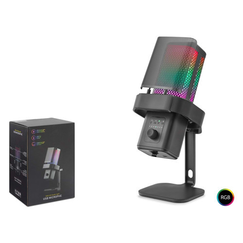 M6B Gaming Rgb Masaüstü Mikrofon Type-C 192Khz 24Bit Siyah