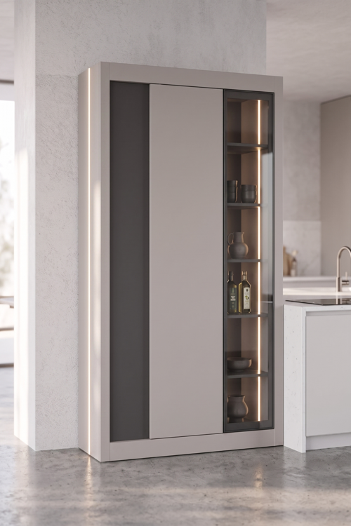 Nero Vitrinli Kiler Dolabı 115 cm Montaj Dahil