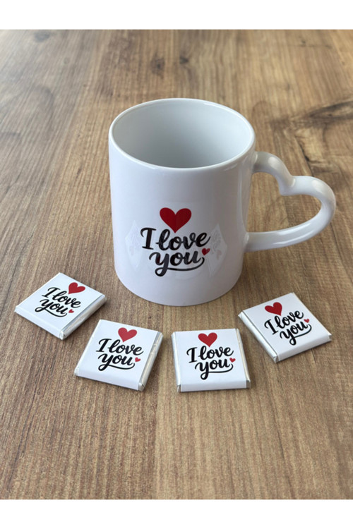 Çikolatalı Kalp Sevgili Kupası, I Love You, Seni Seviyorum Kupası, Sevgililer Günü