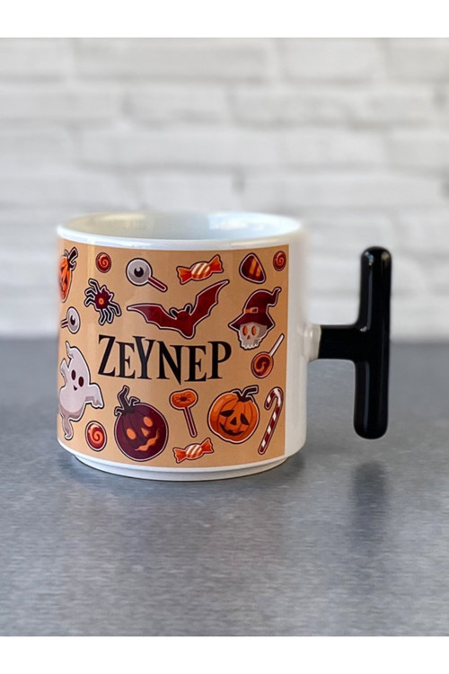 İsme Özel Karışık Desenli Halloween T Kupa, Cadılar Bayramı Kupası