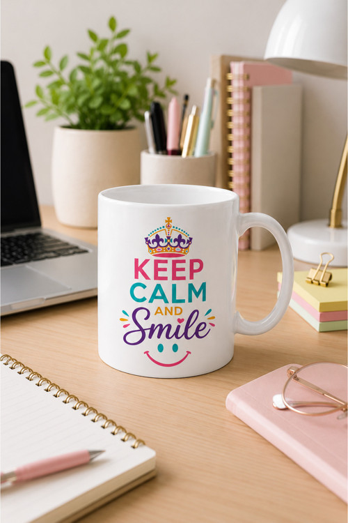 Keep Calm And Smile, Doğum Günü, İşe Başlama Hediyesi, Arkadaşa Hediye, Gülümse