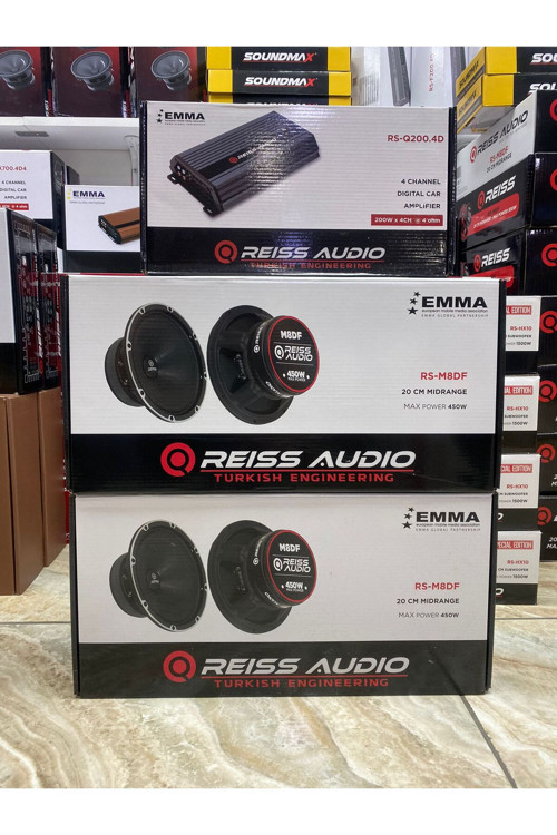 Rs-M8Df Üclü Takım Set İki Takım 20Cm Midrange 4X200Rms 4 Kanallı Anfi