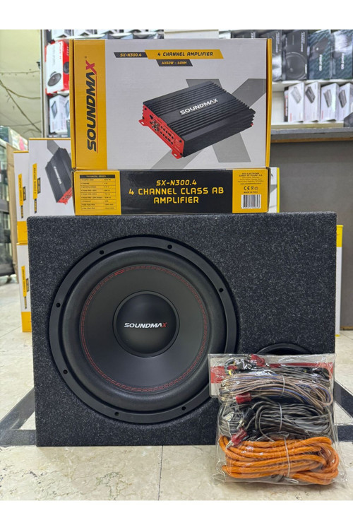 Sx-Fc12 1500 Wat 400 Rms 30Cm Bas Kabinli 3000 Wat 4 Kanal Amfi Kablo Takımı