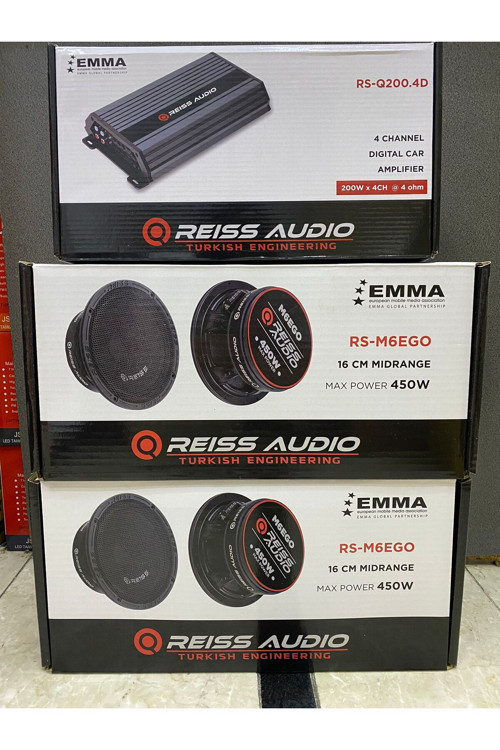 Rs-M6Ego İki Takım 16Cm Midrange 450Wat Rs-Q200.4 4 Kanallı Anfi 4X200Rms