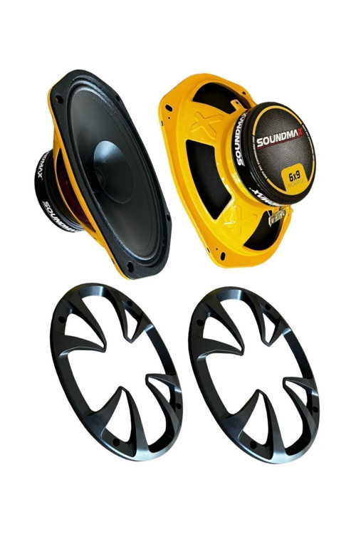 Oval 6X9 M69Xh Çifti Yeni Pro Sarı Seri Oto Midrange Ve Kapak Takımı Çifti 500 Watt