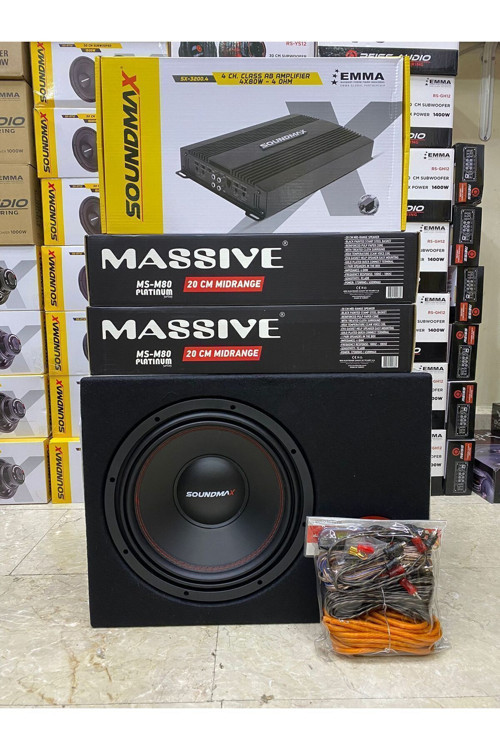 Paket 30Cm Bass Massive 20Cm İki Takım Midrange Anfi Kablo Seti