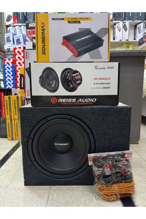 Reiss Audio Paket Set 30Cm Bass 16Cm Midrange Soundmax 4Kanallı Anfi Plc Koblo Takım Set