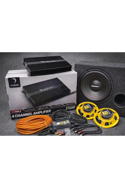 Takım Set 30Cm Subwoofer Dıamond 4 Kanallı Anfi 16Cm Midrange Kablo Seti Set40