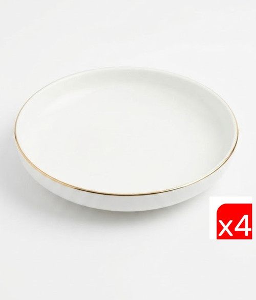 Porselen Sofia Altın Yaldızlı Çukur Tabak 18,5cm 620cc 4 lü