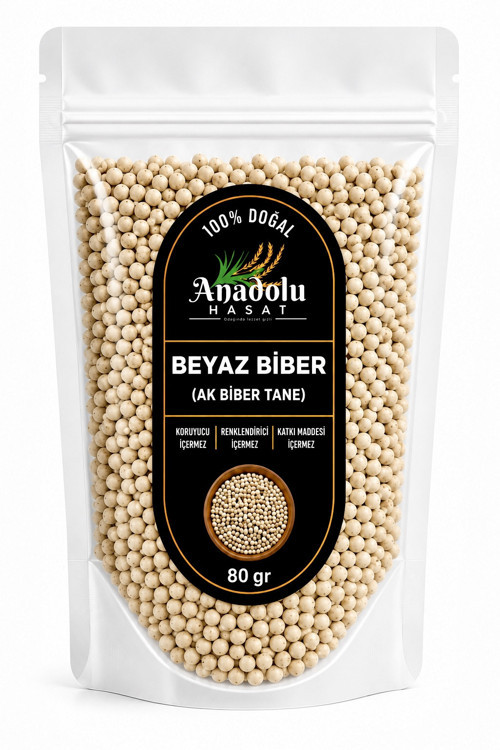 Beyaz Tane Karabiber (Akbiber Tane) – 80 Gr