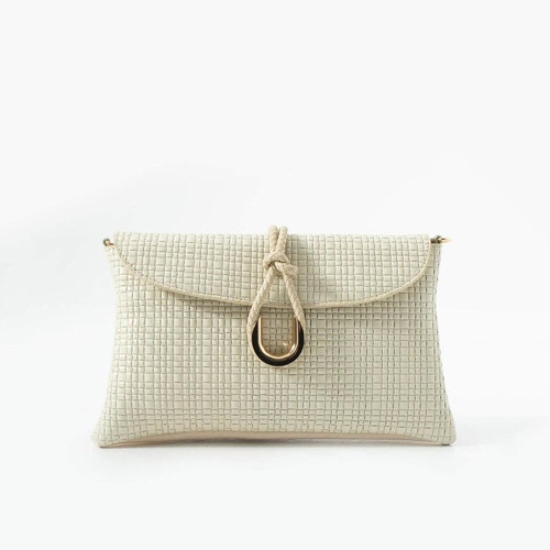 Bej Heryn Hasır Kadın Clutch ve Omuz Çantası