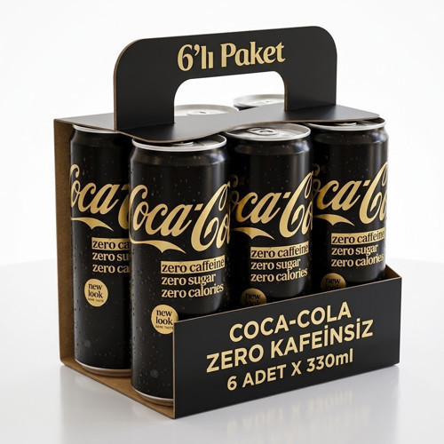 Coke Zero Zero Coca Kola 330 ml Şekersiz Kafeinsiz (6 ADET)