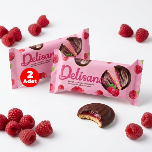 Çikolata Kaplamalı Ahududu Aromalı Jöle Dolgulu Kek 135gr (2 ADET)
