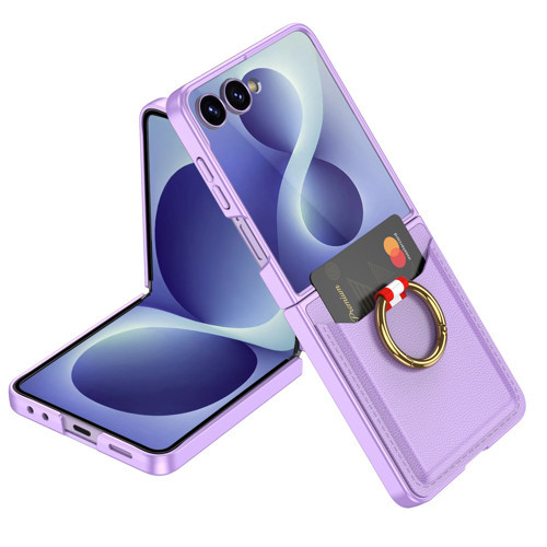 Galaxy Z Flip 8 Kılıf Kıpta Yüzüklü Kartlıklı Kılıf