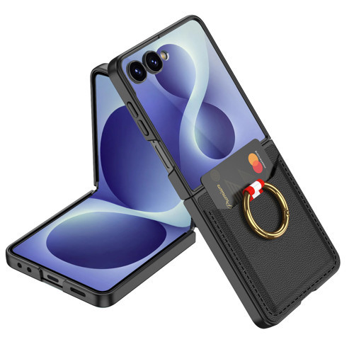 Galaxy Z Flip 8 Kılıf Kıpta Yüzüklü Kartlıklı Kılıf