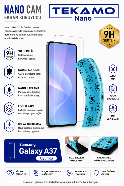 Samsung Galaxy A37 Uyumlu Nano Cam Ekran Koruyucu