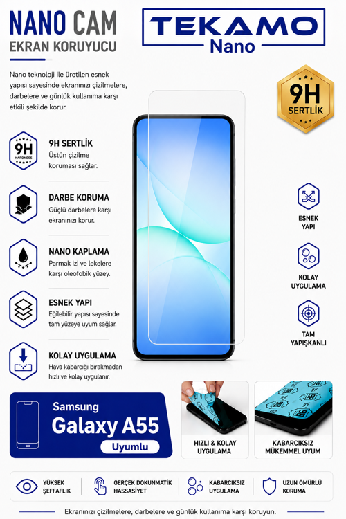 Samsung Galaxy A55 Uyumlu Nano Cam Ekran Koruyucu