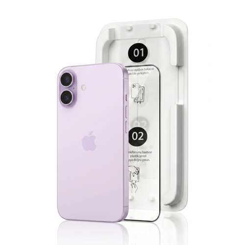 MagicBox iPhone 17 Premium Tempered Glass Aparatlı Ekran Koruyucu - Clear