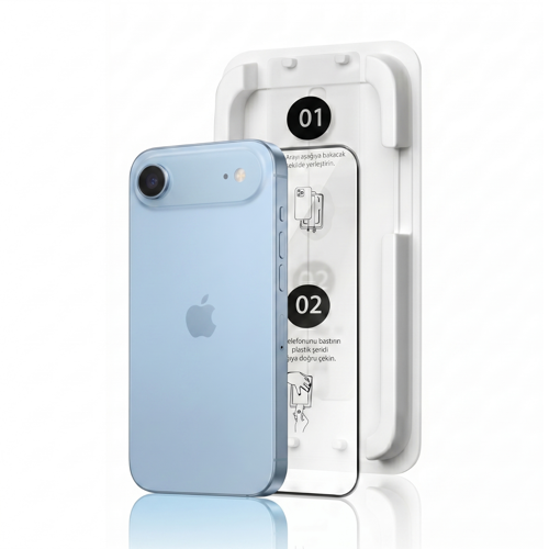 MagicBox iPhone Air Premium Tempered Glass Aparatlı Ekran Koruyucu - Clear
