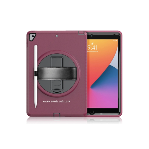 İpad 10.2 (7.Nesil) Hand Strap Kılıfı - Mürdüm