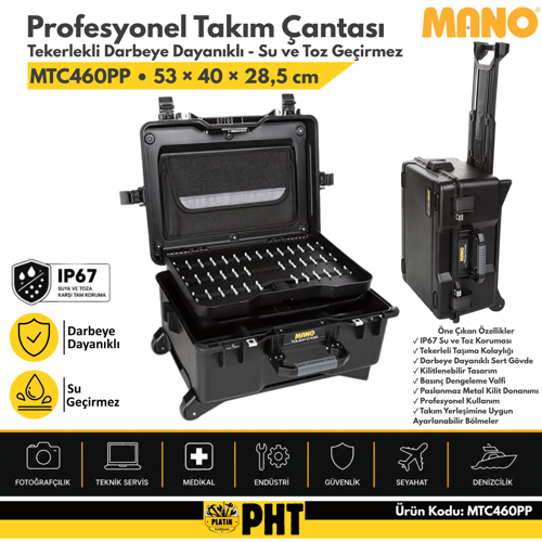 Mtc 460Pp Si̇yah Plastik Takım Dizmeli + Plastik Bölmeli Tough Case Pro Takim Çantasi