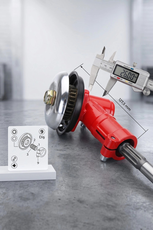 Motorlu Tırpan Redüktörü 9 Diş 26 mm