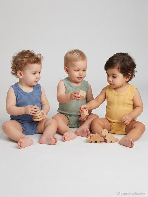Askılı Basic 3'lü set 1-18 Ay Çıtçıtlı Badi - Mavi