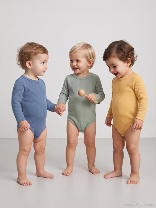 Uzun Kol Basic 3'lü set 1-18 Ay Çıtçıtlı Badi - Sarı