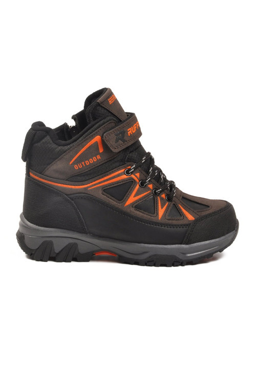 Kahve-Turuncu İçi Polarlı Kaymaz Tabanlı Erkek Çocuk Outdoor Trekking Bot 2301 F