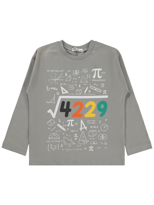 4489 Baskılı 10-13 Yaş Sweatshirt - Gri