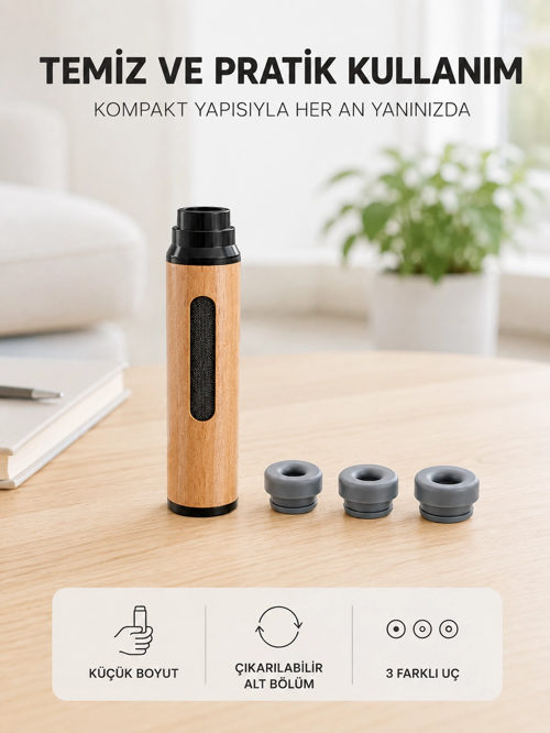 Ahşap Görünümlü Küllük Taşınabilir Kompakt Tasarım 3 Farklı Uç Seçeneği