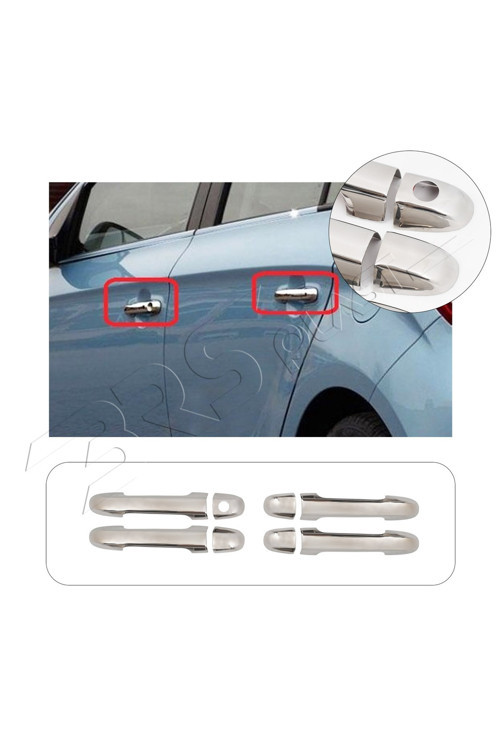 Hyundai i20 Uyumlu 2012-2014 Krom Kapı Kolu 4 Kapı Paslanmaz Çelik