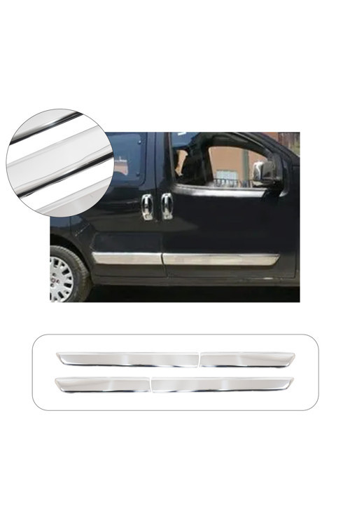 Fiat Fiorino Uyumlu 2007-2015 Krom Yan Kapı Çıtası 4 Parça Paslanmaz Çelik