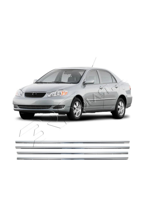 Toyota Corolla Uyumlu 2007-2013 Krom Cam Çıtası 4 Parça Paslanmaz Çelik