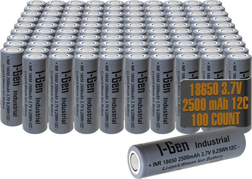 E003 INR 18650 Şarjlı Pil 3.7V 2500 Mah 12C - 100 Lü Paket