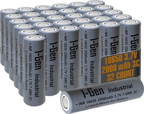 E001 INR 18650 Şarjlı Pil 3.7V 2000 Mah 3C - 32 Li Paket