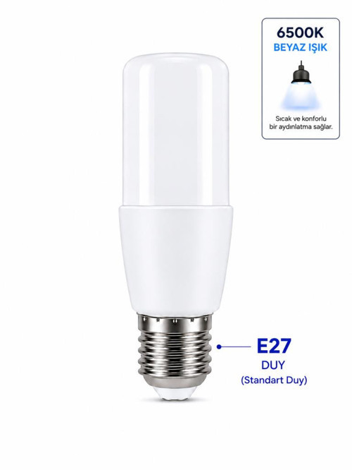 9W E27 LED Ampul 6500K Beyaz Işık – Dar Ağızlı Avize & Abajur Uyumlu