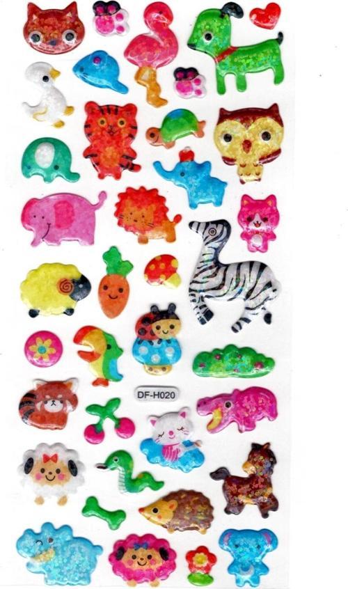 Işıltılı Sticker Kabartmalı Stiker Defter Planlayıcı Etiket (Dfh020)-18x9cm- Orman Hayvanları